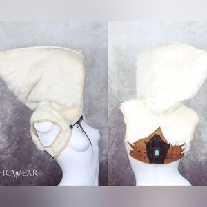 ElficWear White Faux Fur Leather Shrug Vest Bolero